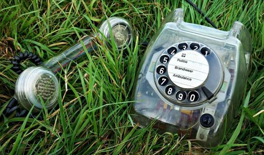 Wahlscheibentelefon im Gras